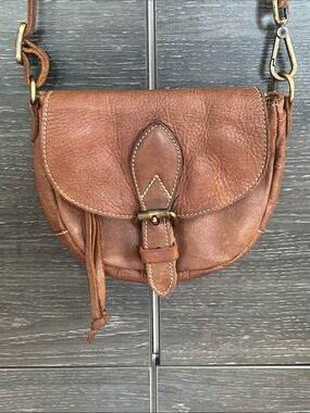 Roots Brown Leather Saddle Bag